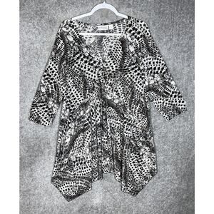 Attitudes By‎ Renee Serengeti Tunic Top Womens Size 1X Stretch 3/4 Sleeve V-Neck